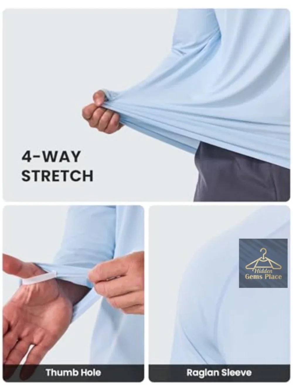 UPF 50+ Long Sleeve Rash Guard Shirts Men's Sun Protection Fishing Hiking